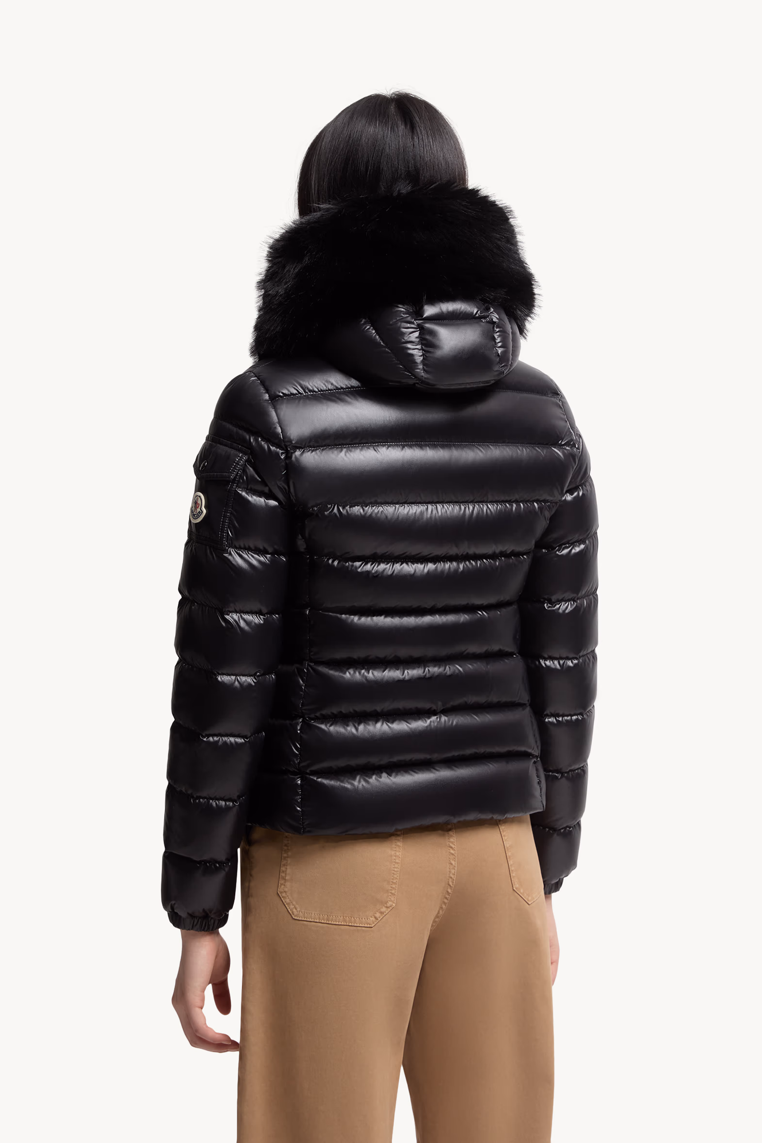 Badyf Faux Fur-Trimmed Hooded Short Down Jacket Women Black Moncler 5